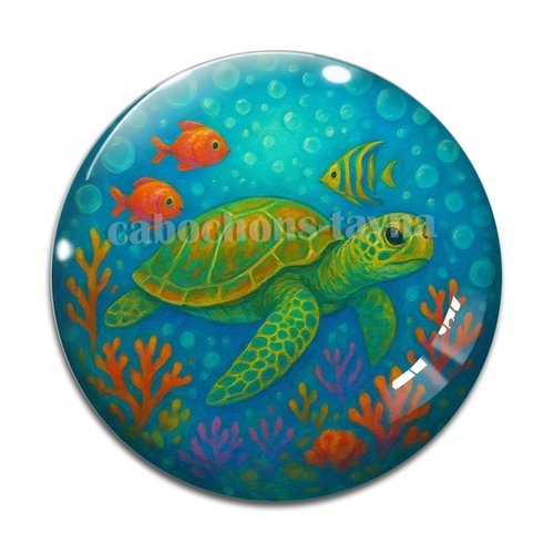 Cabochon tortue, résine ou verre différente taille