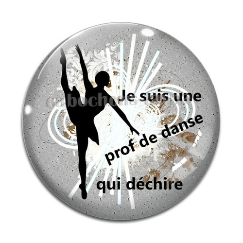 Cabochon prof de danse qui déchire, résine ou verre différente taille