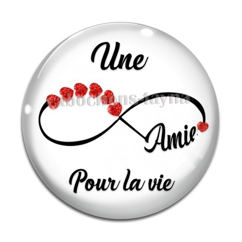 Cabochon une amie pour la vie, en résine ou en verre différente taille
