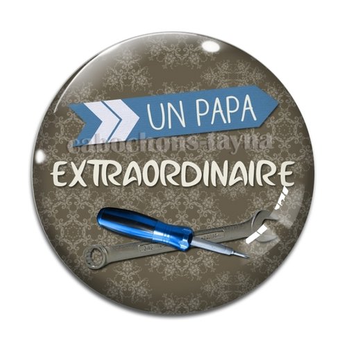 Cabochon papa extraordinaire, cabochon résine ou verre rond différente taille