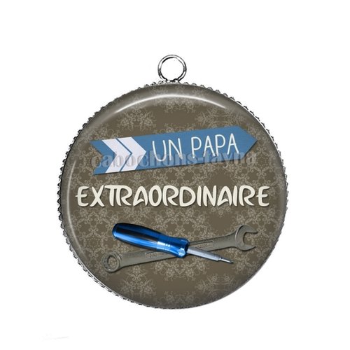Pendentif cabochon papa extraordinaire