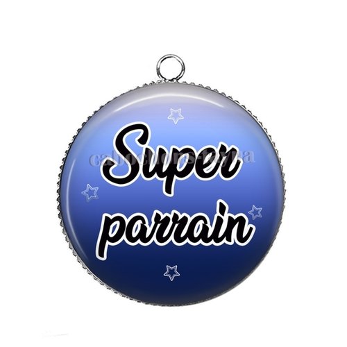 Pendentif  super parrain, cabochon 25 mm