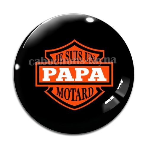 Cabochon papa motard, cabochon résine, verre rond différente taille
