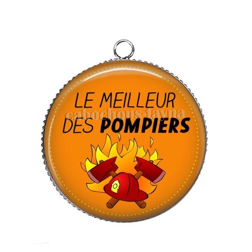 Pendentif meilleur des pompiers, cabochon 25 mm