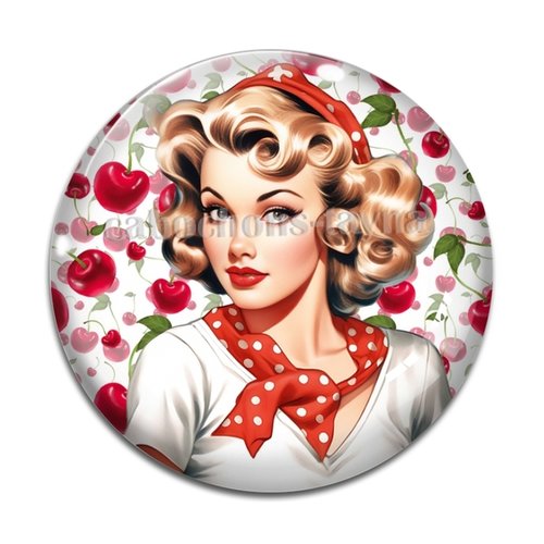 Cabochon pin up, résine ou verre rond différente taille