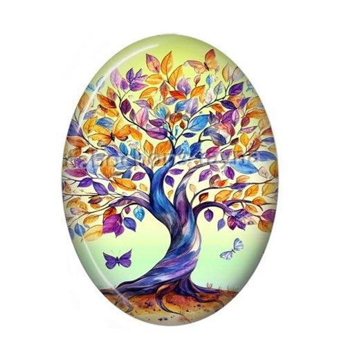 Cabochon arbre de vie ovale, résine ou verre
