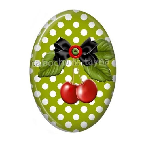 Cabochon cerise ovale, résine ou verre