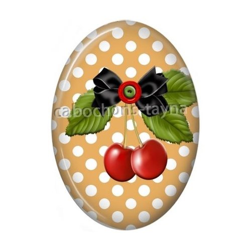 Cabochon cerise ovale, résine ou verre