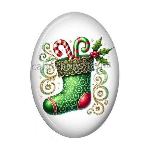 Cabochon botte de noël ovale, résine ou verre