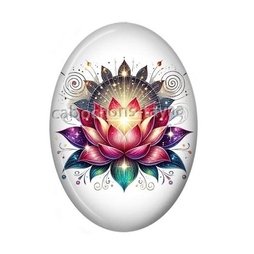 Cabochon fleur de lotus ovale, résine ou verre