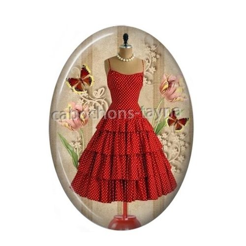Cabochon robe, mode ovale, résine ou verre