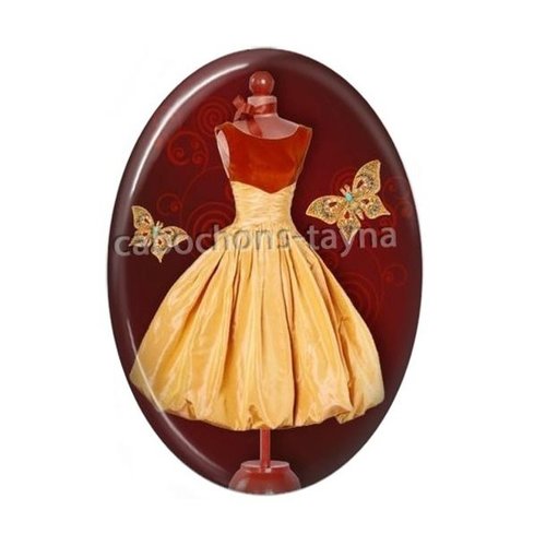 Cabochon robe, mode ovale, résine ou verre