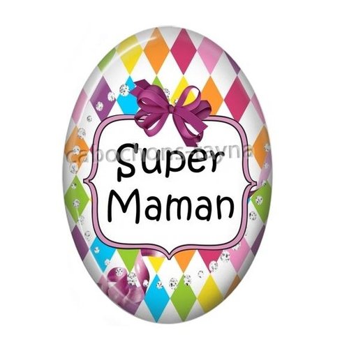 Cabochon super maman ovale, résine ou verre