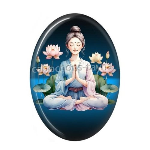 Cabochon femme zen ovale, résine ou verre
