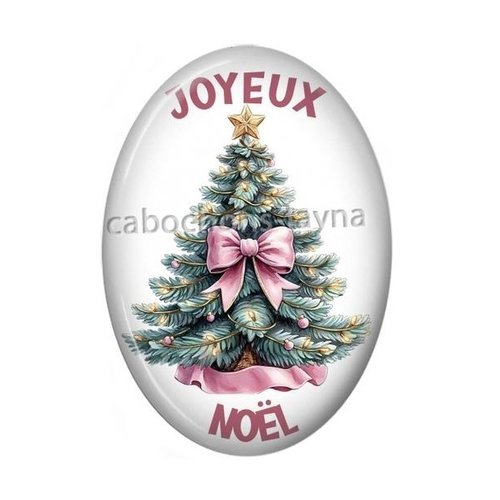 Cabochon joyeux noël ovale, résine ou verre