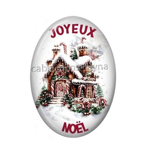 Cabochon joyeux noël ovale, résine ou verre