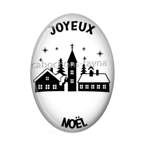 Cabochon joyeux noël ovale, résine ou verre