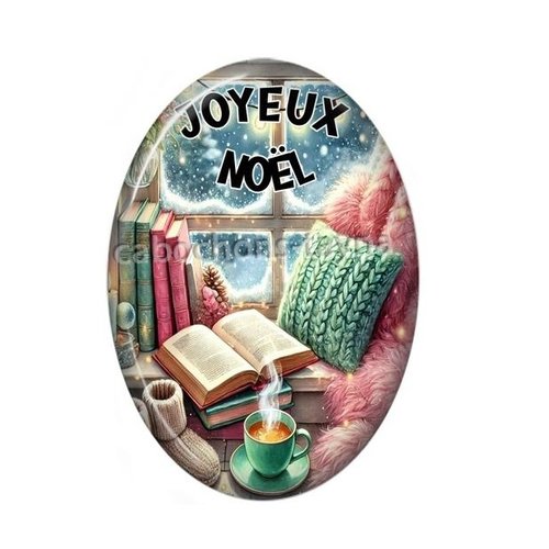 Cabochon joyeux noël ovale, résine ou verre