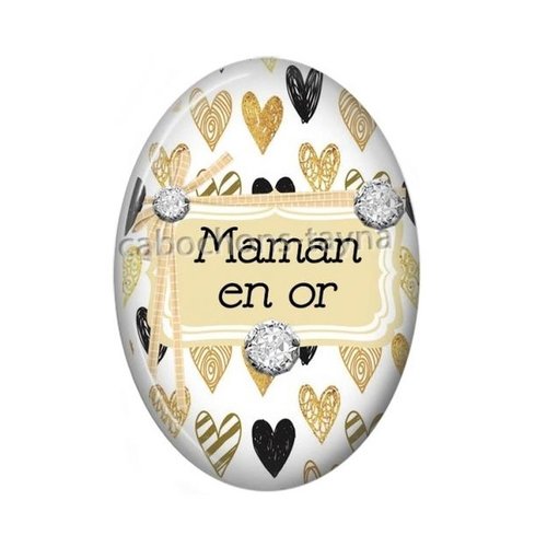 Cabochon maman en or ovale, résine ou verre