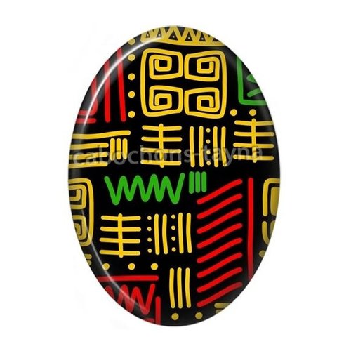 Cabochon tribal, aztèque ovale, résine ou verre