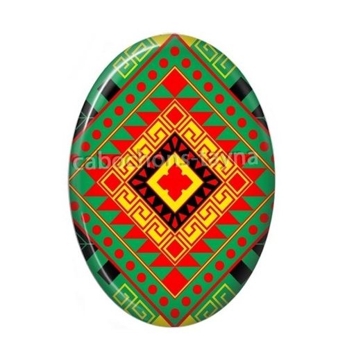 Cabochon tribal, aztèque ovale, résine ou verre