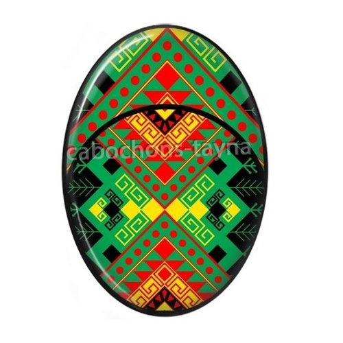 Cabochon tribal, aztèque ovale, résine ou verre