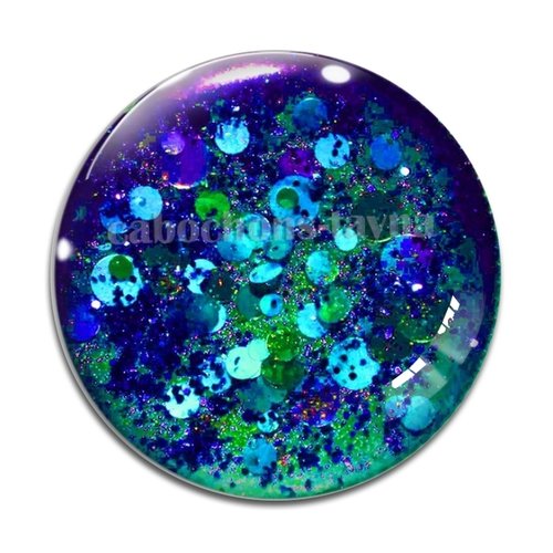 Cabochon fond paillette, résine ou verre rond différente taille