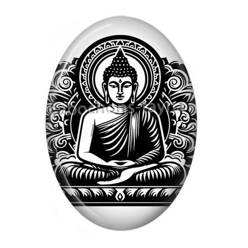 Cabochon bouddha méditation ovale, résine ou verre