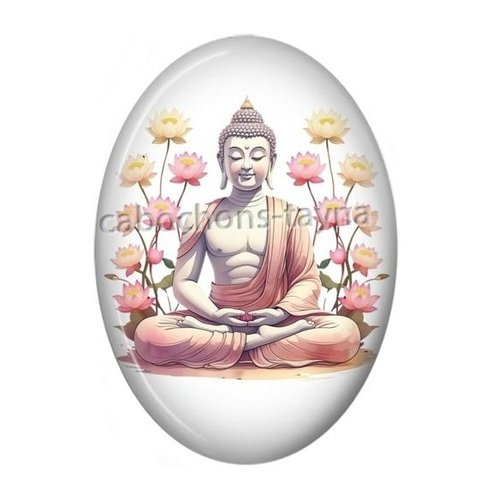 Cabochon bouddha méditation ovale, résine ou verre