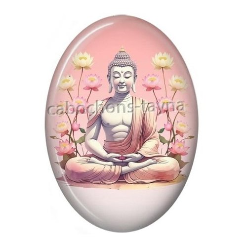 Cabochon bouddha méditation ovale, résine ou verre