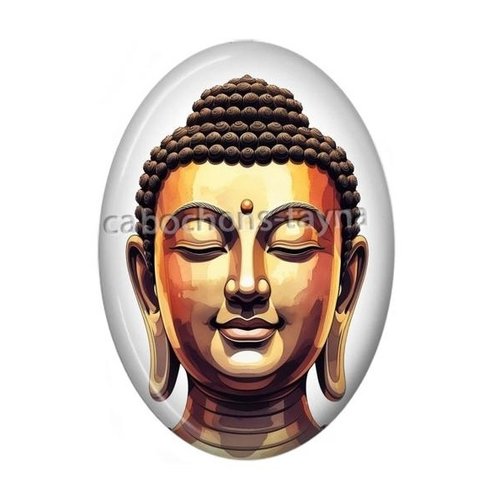 Cabochon bouddha méditation ovale, résine ou verre