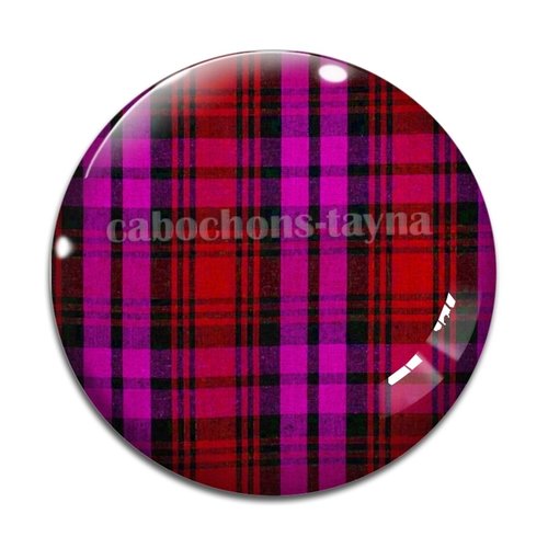 Cabochon tissus madras, résine ou verre rond différente taille