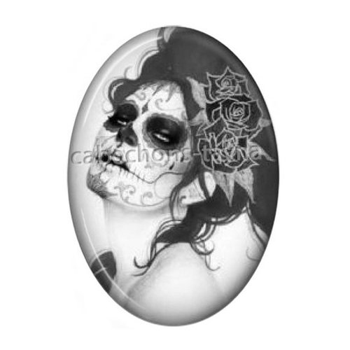 Cabochon femme gothique ovale, résine ou verre