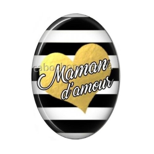 Cabochon maman d'amour ovale, résine ou verre