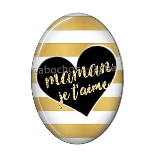 Cabochon maman je t'aime ovale, résine ou verre