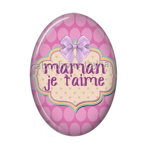 Cabochon maman je t'aime ovale, résine ou verre