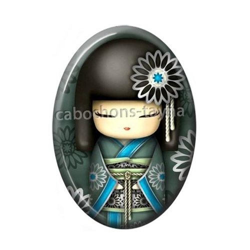 Cabochon kokeshi ovale, résine ou verre