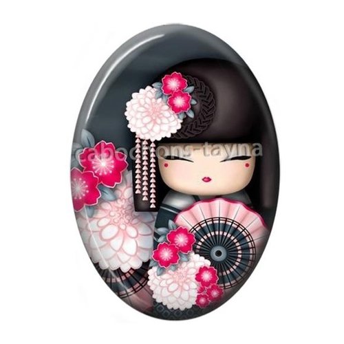 Cabochon kokeshi ovale, résine ou verre