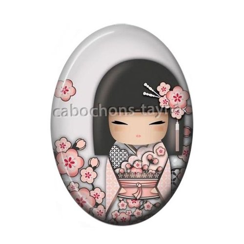 Cabochon kokeshi ovale, résine ou verre