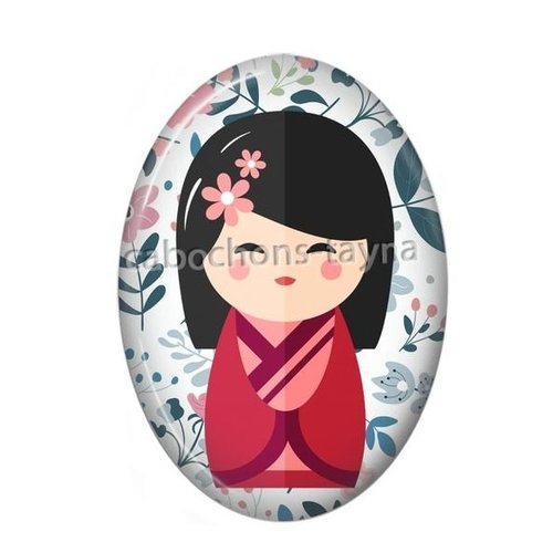 Cabochon kokeshi ovale, résine ou verre