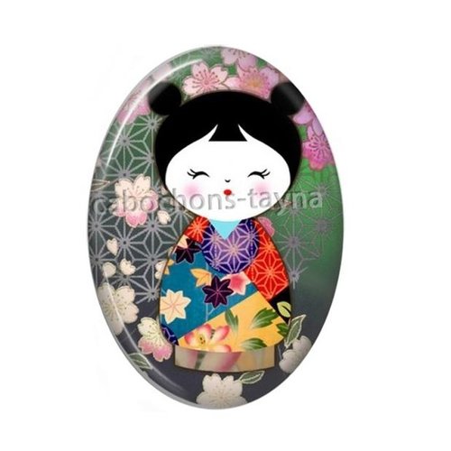 Cabochon kokeshi ovale, résine ou verre