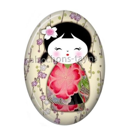 Cabochon kokeshi ovale, résine ou verre