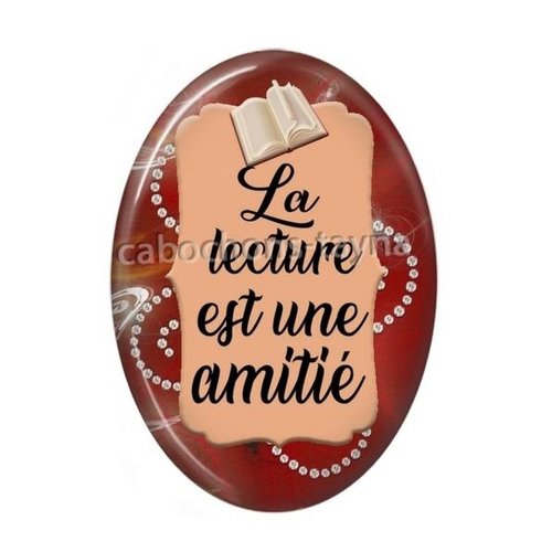 Cabochon la lecture est une amitié ovale, résine ou verre
