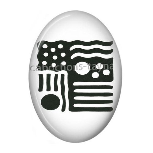 Cabochon motif abstrait ovale, résine ou verre