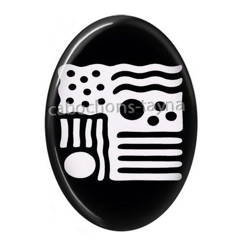 Cabochon motif abstrait ovale, résine ou verre