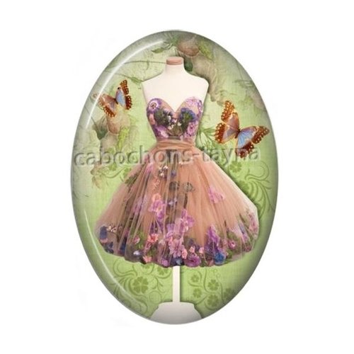 Cabochon robe, mode ovale, résine ou verre