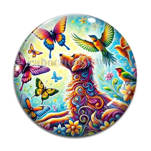 Cabochon chien, résine ou verre rond différente taille