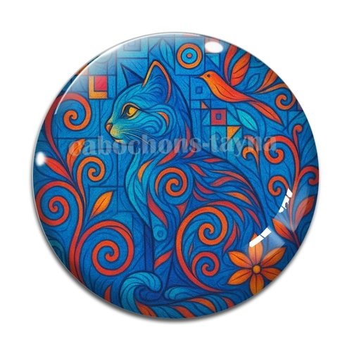 Cabochon chat, cabochon résine - ou verre rond différente taille