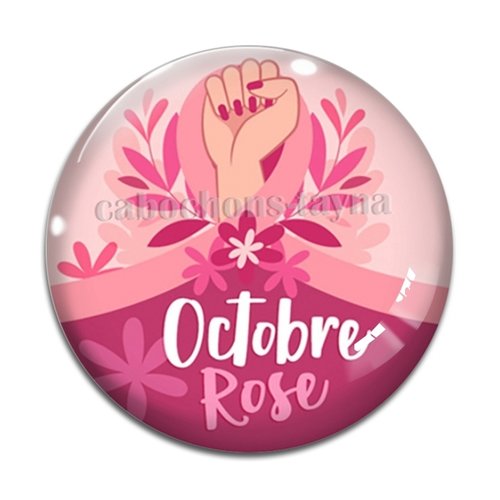 Cabochon octobre rose, cabochon résine ou verre rond différente taille