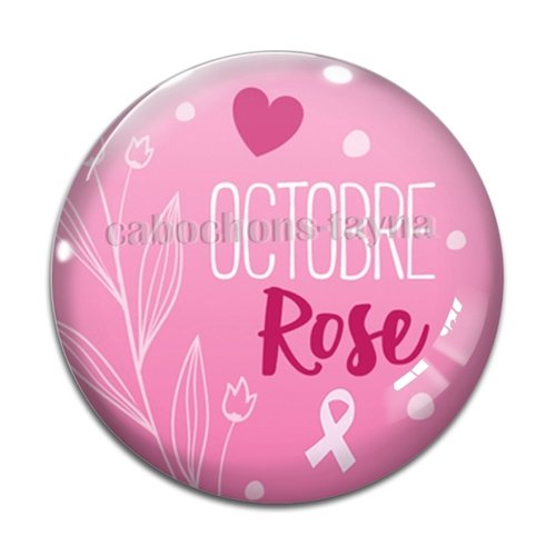 Cabochon octobre rose, cabochon résine ou verre rond différente taille